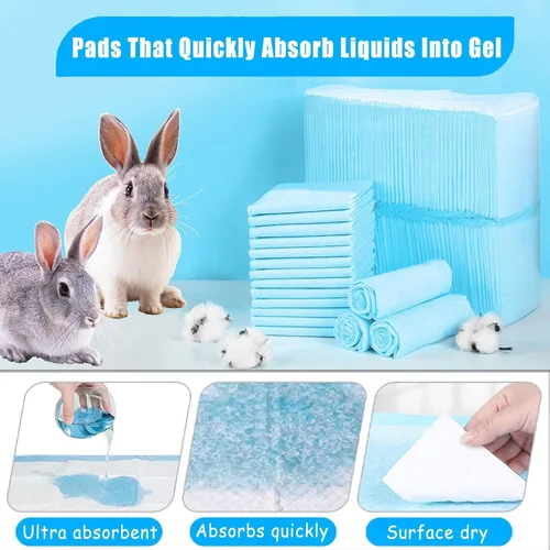 Miniatura 4 de kathson 100 almohadillas desechables para orina de conejo, 18 x 13 pulgadas, almohadillas de entrenamiento de inodoro súper absorbentes para Azul