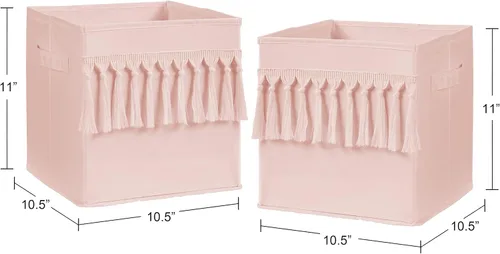 Miniatura 3 de Sweet Jojo Designs Cajas de almacenamiento plegables de tela estilo bohemio y bohemio, color rosa, para niños, bebés, niños, juego de 2