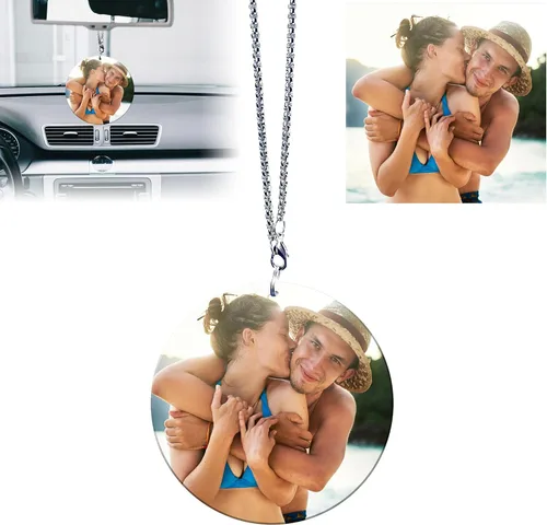 Miniatura 10 de Ornamento colgante personalizado para espejo retrovisor de coche con foto - Colgante de coche de acrílico personalizado con imagen (Rombo)
