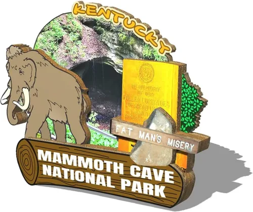 Miniatura 2 de Imán del parque nacional de la cueva del mamut de los E.E.U.U. Imán de nevera 3D de madera Monumentos de viaje coleccionables, decoración hecha a