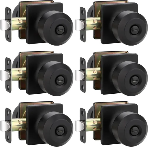 Miniatura 31 de EHOMEWARE Paquete de 2 pomos de puerta interiores, manija de puerta negra con cerradura, pomo de puerta de dormitorio/baño sin llave, pomo redondo