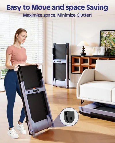 Miniatura 7 de Cintas de correr para el hogar, caminadora plegable 4 en 1 con inclinación, capacidad de 300 libras, caminadoras para correr para el hogar, espacios