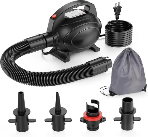 Bomba eléctrica de 500 W para inflables, bomba de aire portátil con bolsa de almacenamiento, inflador de colchón de aire de llenado rápido para