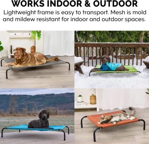 Miniatura 6 de FurHaven Cunas elevadas para mascotas – Hamaca de malla de nailon refrescante y transpirable para perros pequeños y gatos, fácil de montar, duradera