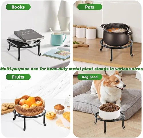 Miniatura 9 de Paquete de 6 soportes de metal grandes de 9 pulgadas para interiores y exteriores, soporte para plantas en maceta de hierro a prueba de óxido
