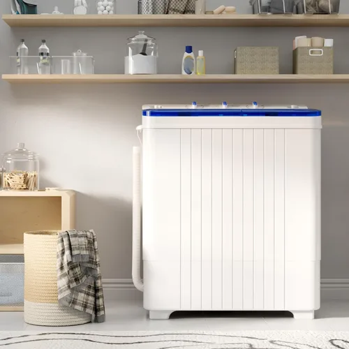 Miniatura 2 de Superday Lavadora portátil con manguera más larga, combo compacto de mini lavadora y secadora de 28 libras, lavadora de doble tina, lavadora Azul