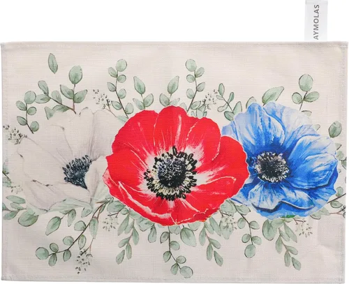 Manteles individuales del 4 de julio para cocina, comedor, decoración del día de la independencia, manteles individuales florales para decoración