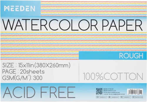 Miniatura 14 de Bloque de papel para acuarela MEEDEN, papel de acuarela 100% algodón de 20 hojas, 140 lb/300 gsm, papel de arte sin ácidos para acuarela, gouache