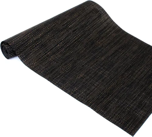 Miniatura 9 de Textura Diseño Tejido PVC Rectangular Aislamiento Térmico Texteline Camino de Mesa (Todo Negro)