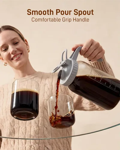 Miniatura 7 de Cafetera fría – 2 cuartos de galón de acero inoxidable con filtro de acero inoxidable de 64 onzas, jarra de cerveza fría, sin fugas, cafetera fría