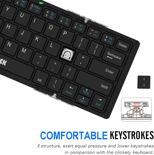 Miniatura 4 de Arteck Teclado Bluetooth plegable, mini teclado inalámbrico plegable portátil para iOS iPad de 10.2 pulgadas, Pro, Air, 9.7 pulgadas, Mini, Android
