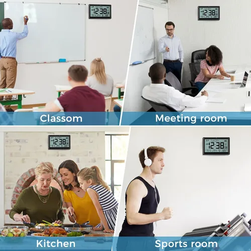 Miniatura 8 de Amgico Reloj de pared digital, reloj atómico de pantalla grande de 10.5", funciona con pilas, ajuste automático de calendario digital
