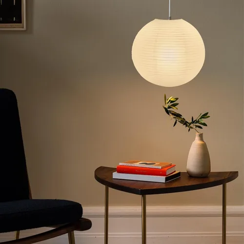 Miniatura 4 de 6 lámparas de papel blanco, lámpara colgante de linterna de papel chino de 12 pulgadas, pantalla redonda para sala de estar, dormitorio, pantalla