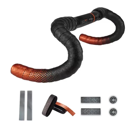 Miniatura 9 de Skwiki - Cinta de manillar de bicicleta de carretera, piel sintética adherente, agarre, alto rebote, transpirable, estructura multicapa (negro)