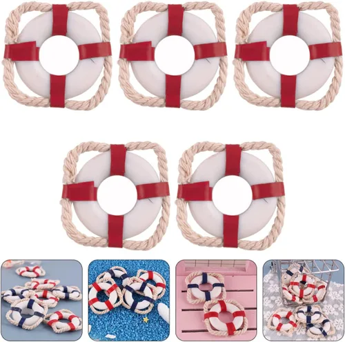 Miniatura 4 de TOYANDONA 15 piezas de casa de muñecas mediterránea modelo de pared, decoración náutica, adorno de boya para anillos, mini hogar, salvavidas