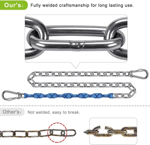 Miniatura 3 de BeneLabel 2 cadenas de acero inoxidable de 65 pulgadas con 4 ganchos de conexión rápida, cadena colgante resistente para columpio de porche, juego