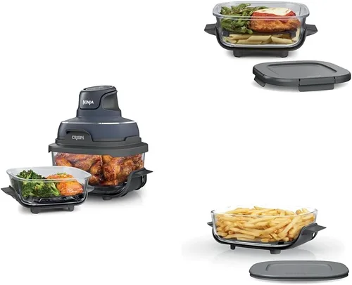 Miniatura 12 de Freidora de aire Ninja, Sistema Crispi de 4QT + 3 contenedores con tapas de almacenamiento, Freidora de aire, Microondas, Congelador y apto