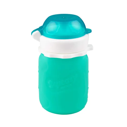 Miniatura 3 de Aqua 3.5 oz Squeasy Snacker - Bolsa de comida reutilizable de silicona a prueba de derrames - para alimentos blandos y líquidos - Agua, salsa
