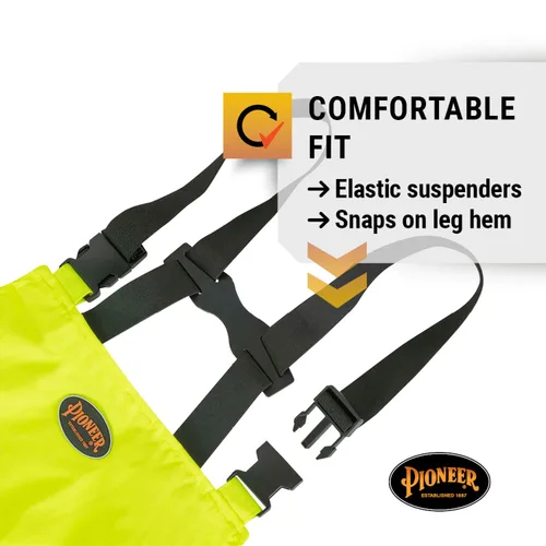 Miniatura 8 de Pioneer Equipo de lluvia de alta visibilidad Chaqueta de seguridad y pantalones con peto – Alta visibilidad, impermeable, traje de trabajo de PVC