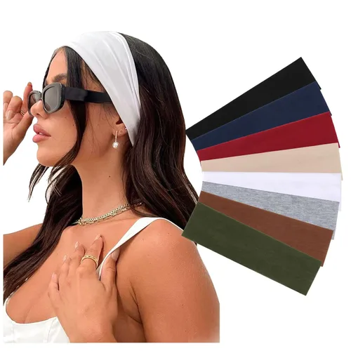 Miniatura 12 de DRESHOW 8 unidades de diademas ajustables con nudos antideslizantes elásticas, bandas de pelo de yoga para mujeres y niñas en colores sólidos