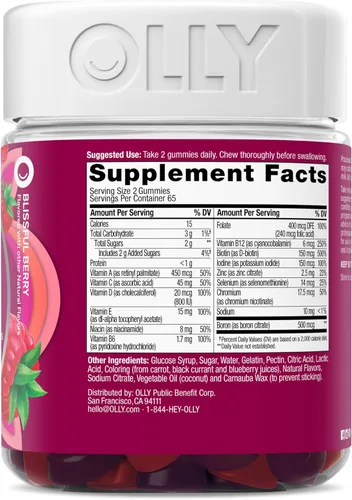 Miniatura 9 de OLLY - Goma multivitamínica para mujer, salud general y apoyo inmunológico, vitaminas A, D, C, E, biotina, ácido fólico, vitamina masticable