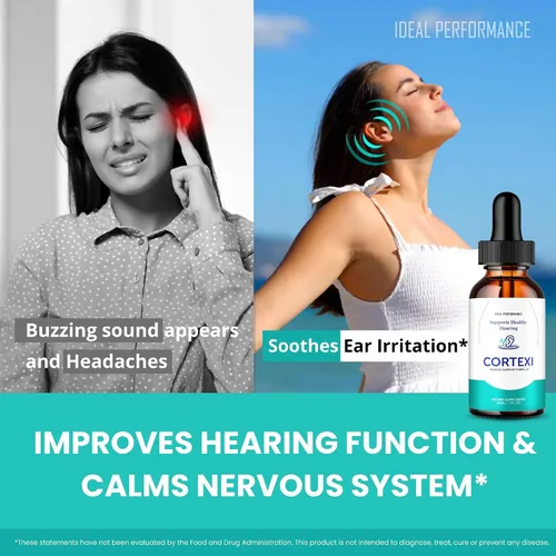 Miniatura 7 de IDEAL PERFORMANCE Cortexi - Alivio de tinnitus para gotas de oído zumbido, suplemento de apoyo auditivo Cortexi, gotas líquidas, máxima fuerza