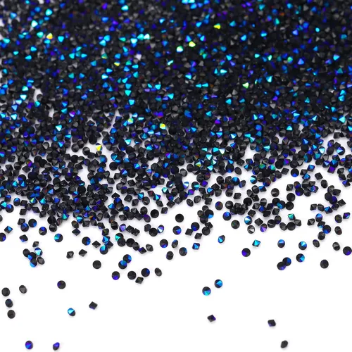 Miniatura 2 de HUETFAT 8800 piezas de diamantes de imitación negros AB Pixie para uñas, microgemas de 0.047 pulgadas con purpurina para uñas, mini diamantes