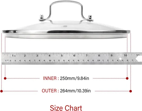 Miniatura 7 de Tapa de vidrio templado de 10 pulgadas con orificio de ventilación de vapor, olla universal de repuesto para utensilios de cocina transparente