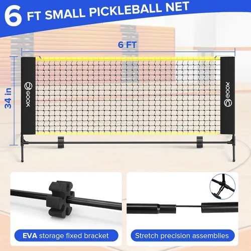 Miniatura 2 de GOOX 6FT Small Mini Pickleball Net Set - Quick Setup Indoor/Outdoor Portable Practice Net