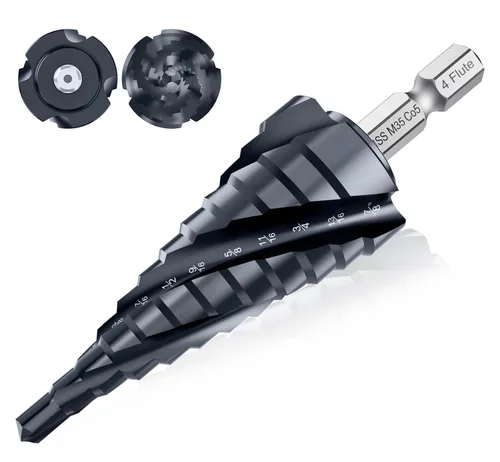Miniatura 18 de Juego de Brocas de Paso, de 1/4" a 2-3/8", Broca de Paso de Vástago Hexagonal de Acero de Alta Velocidad para Acero Inoxidable, Metal, Aluminio