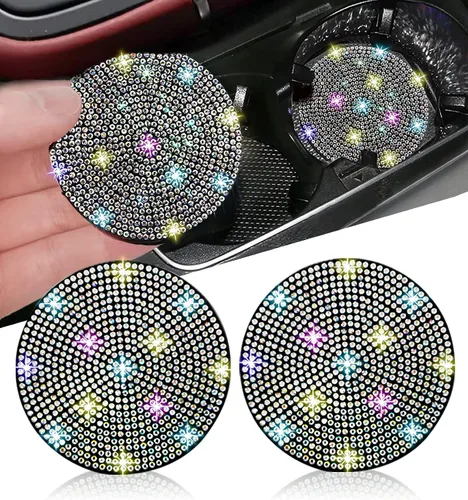Miniatura 25 de NBTEPEM 2 posavasos de auto con diamantes de imitación, 2.75 pulgadas, antideslizantes, a prueba de golpes, universal, a la moda, para auto