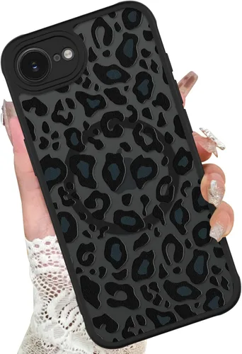 Miniatura 31 de KANGHAR - Funda para iPhone 11 [Compatible con Magsafe] Patrón estampado de leopardo Lindo guepardo Funda protectora magnética para niñas, mujeres