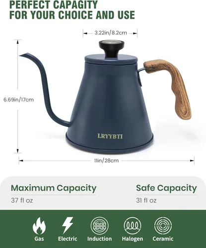 Miniatura 2 de Estufa de cuello de cisne con termómetro para base duradera de 3 capas, hervidor de té de acero inoxidable para verter sobre hervidor de agua