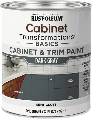 Miniatura 5 de Rust-Oleum 372012 Transformations Basics - Pintura para gabinetes y molduras, cuarto de galón, color negro