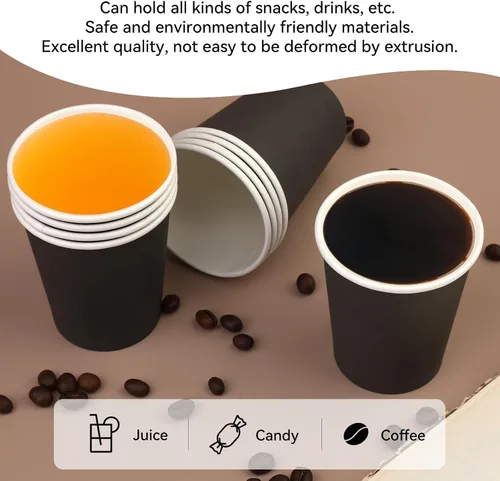 Miniatura 4 de Paquete de 25 unidades de tazas de papel desechables de 8 onzas, tazas de café caliente, tazas de café de papel para uso en oficina y cocina, tazas