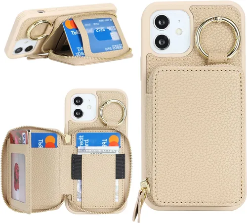 Miniatura 43 de Funda compatible con iPhone Air Wallet con tarjetero para iPhone Air, funda con cremallera y ranura para mujer, 5G de 6.5 pulgadas, color oro rosa