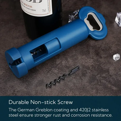 Miniatura 5 de KITCHENDAO Sacacorchos 3 en 1 para abrebotellas de vino con cortador de papel de aluminio, abridor de botellas de cerveza integrado con captador