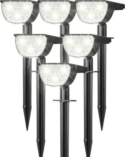 Miniatura 13 de GKGG Luces solares para exteriores, impermeables, IP65, 76 LED, 3 modos de iluminación, focos solares para exteriores, patio, jardín, paisaje