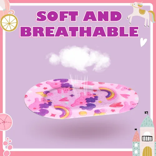 Miniatura 3 de Panelee 120 parches adhesivos para ojos para niños y niñas, material transpirable a granel, algodón que bloquea la luz, diseños coloridos