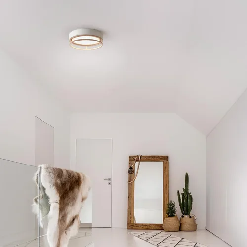 Miniatura 3 de GLOBE Electric 66000038 18.5W Lámpara de techo empotrable LED integrada para interior y exterior, blanco mate, acento en tono madera, mejoras