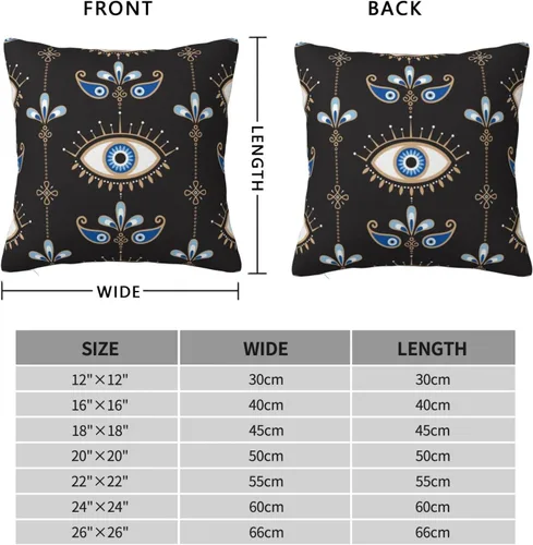 Miniatura 3 de Funda de almohada decorativa con símbolo oculto de mal de ojo, fundas de almohada cuadradas estándar para sofá, cama, 18 x 18 pulgadas