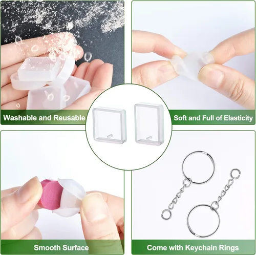 Miniatura 3 de Moldes de resina de silicona, 20 moldes de silicona para moldes de resina para fundición de joyas con anillos de llavero para manualidades de joyería