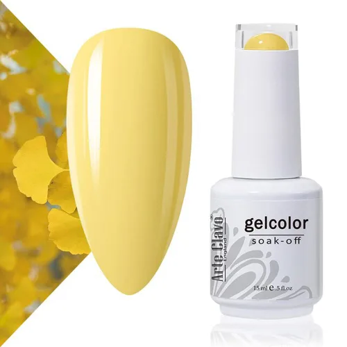 Arte Clavo Esmalte de uñas en gel amarillo crema de 0.5 fl oz, esmalte de uñas en gel para remojar, arte de uñas, salón de manicura, bricolaje en