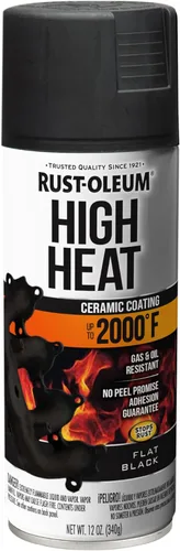 Pintura en aerosol de alta temperatura Rust-Oleum 248903 para automóviles, 12 onzas, negro plano Negro (Flat Black)