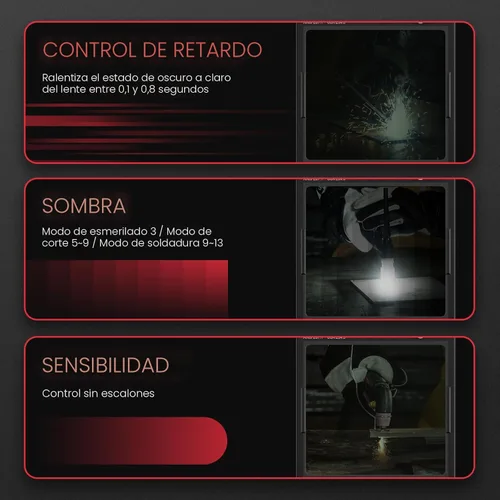 Miniatura 8 de YESWELDER - Máscara de soldar con oscurecimiento automático, funciona con energía solar, color real.