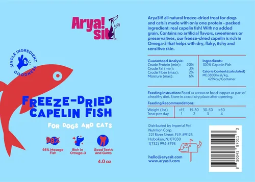 Miniatura 5 de Arya Sit! - Golosinas para perros liofilizadas de un solo ingrediente (pescado capelán)