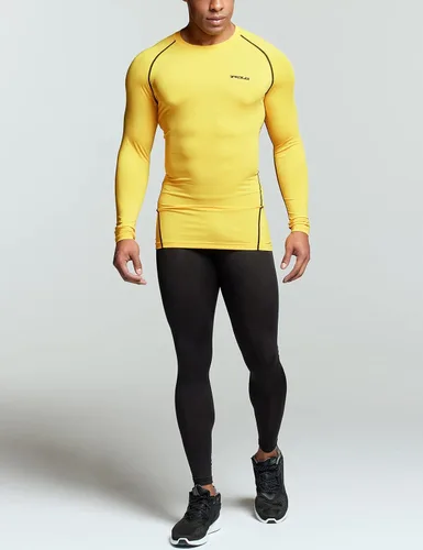Miniatura 7 de TSLA - Paquete de 1 o 3 camisas de compresión de manga larga FPU 50+ para hombre, camisa de entrenamiento atlético, protector de erupción