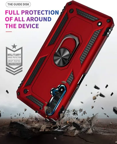 Miniatura 3 de YaHan Funda para Huawei Nova 5T/Honor 20, anillo giratorio de 360 grados, soporte híbrido resistente de doble capa a prueba de golpes, carcasa