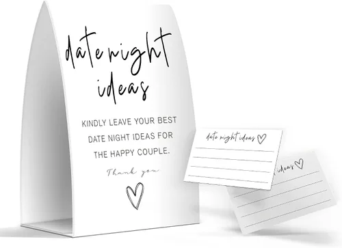 Letrero de idea de cita nocturna, tarjetas de idea de cita nocturna, juegos minimalistas de despedida de soltera, decoraciones minimalistas de
