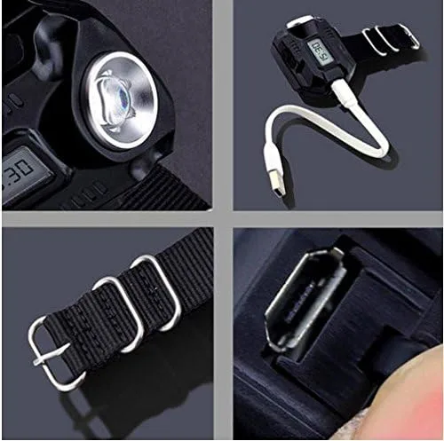 Miniatura 4 de Impermeable LED pantalla táctica recargable reloj linterna multi herramientas iluminación al aire libre para acampar al aire libre caza